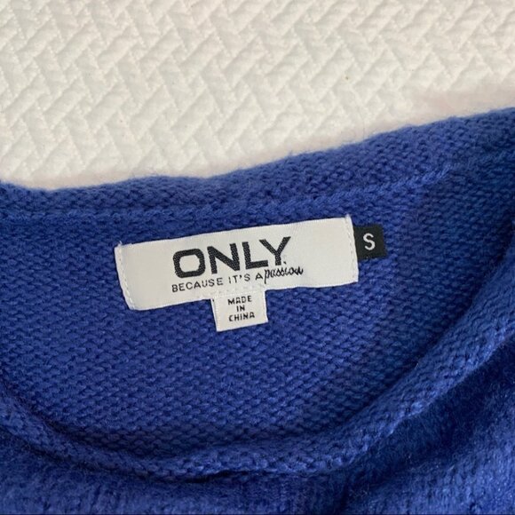 ONLY🌸OVERSIZED Boxy Fit Colour Blocked Blue/Black Knit SweaterSize S - Picture 6 of 7